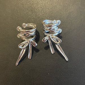 Silver tone Bow Ear Cuffs